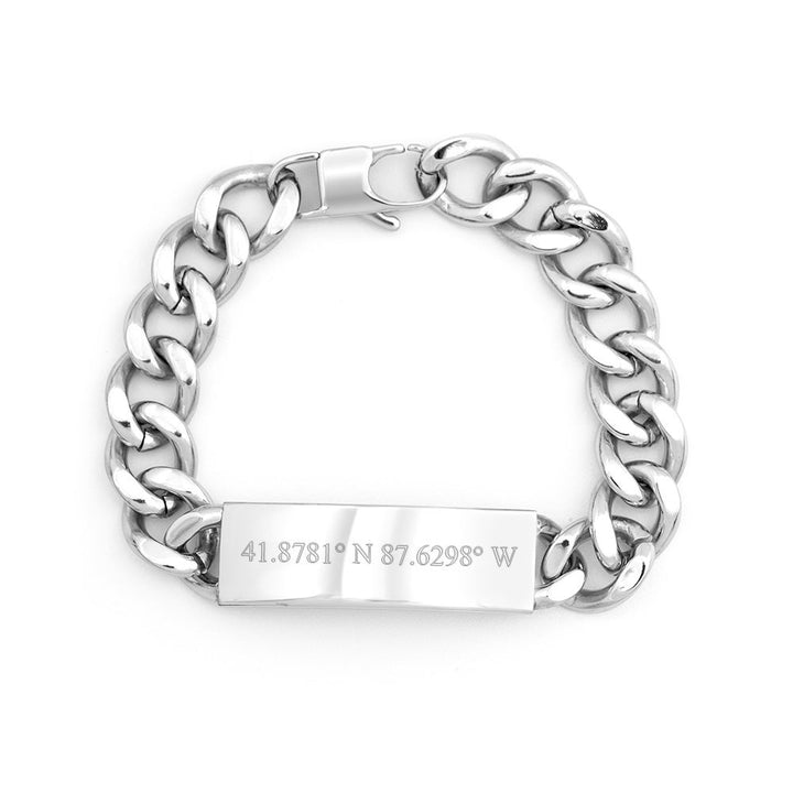 Men's Curb Link Custom Coordinate Bracelet