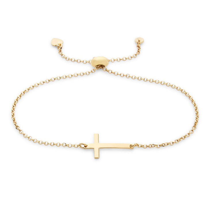 Gold Sideways Cross Bolo Bracelet