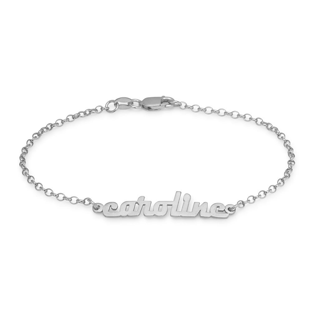 Modern Script Sterling Silver Name Bracelet