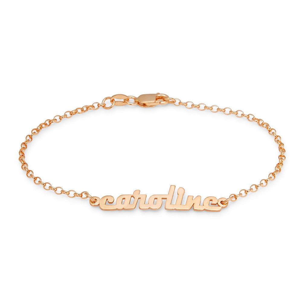 Modern Script Rose Gold Name Bracelet