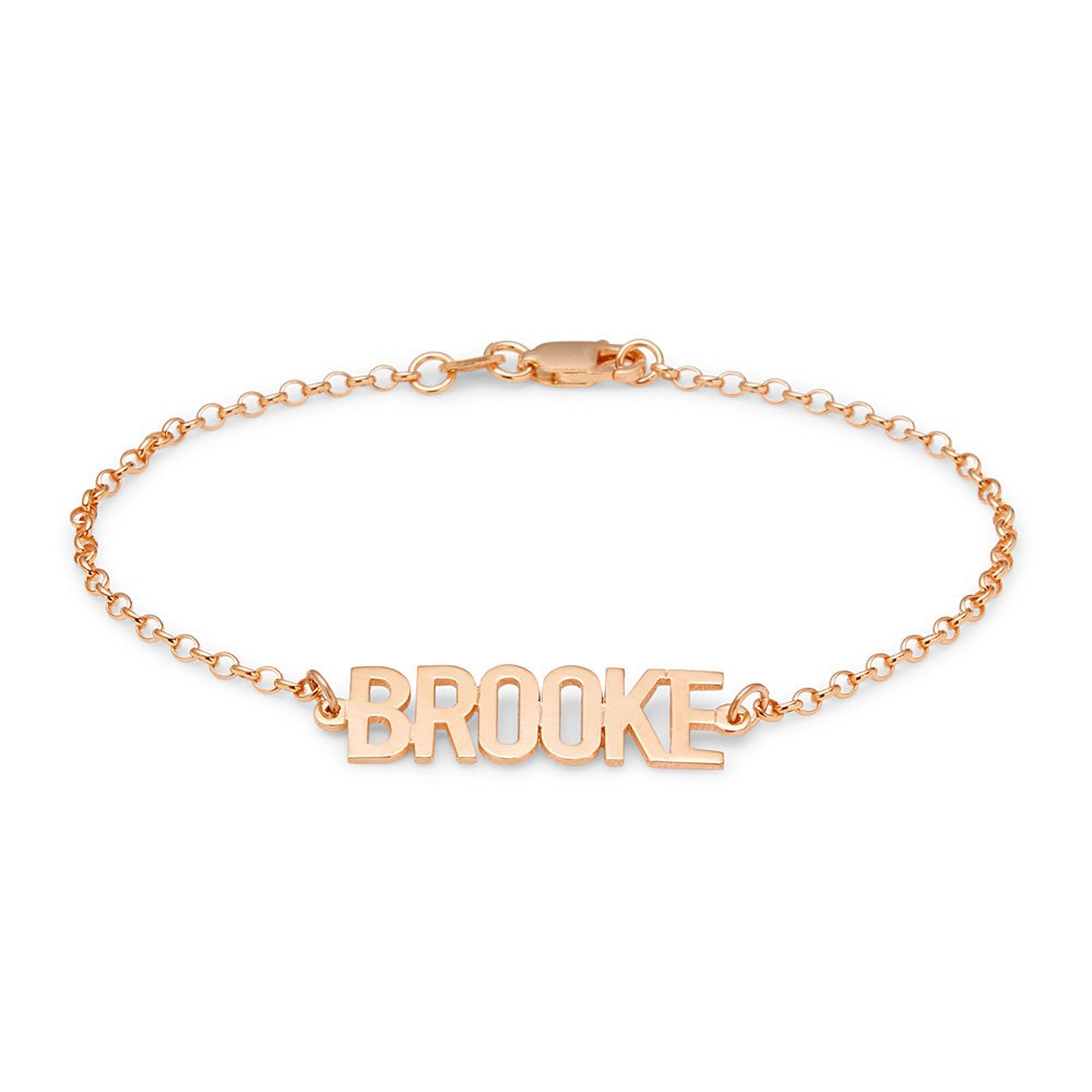 Modern Block Rose Gold Name Bracelet