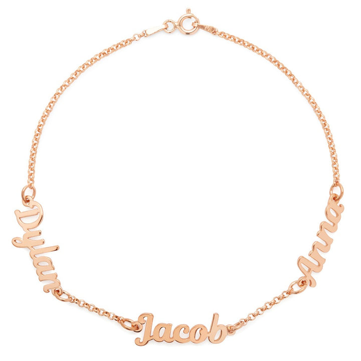 Magnolia Script Rose Gold Three Name Bracelet