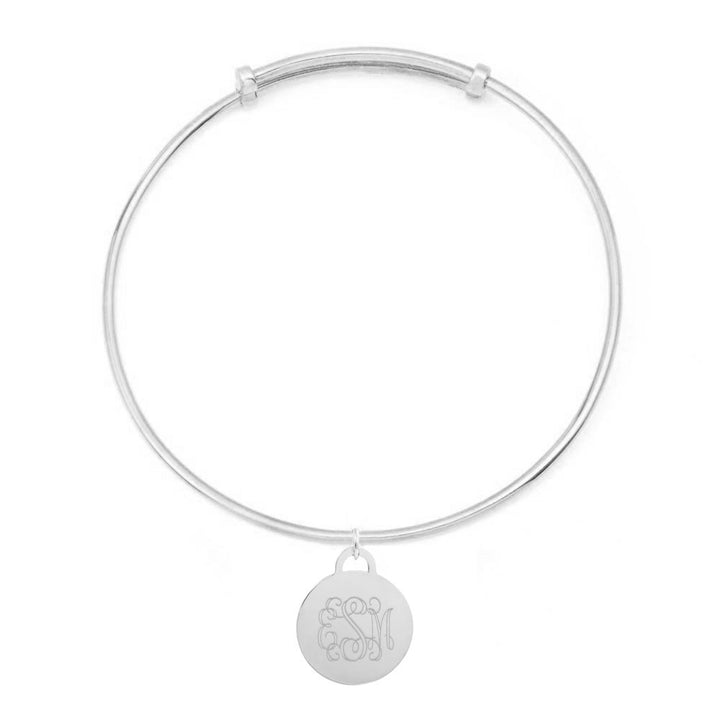 Monogram Round Tag Adjustable Silver Bracelet