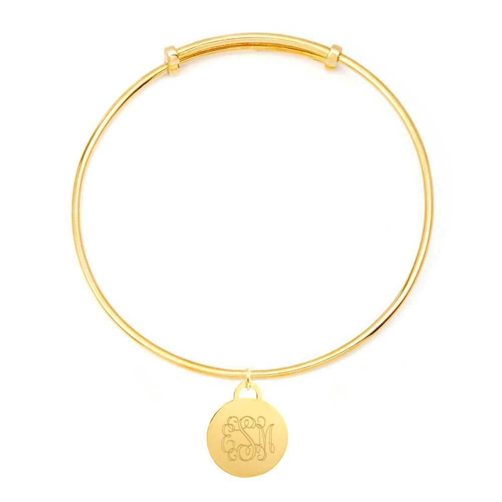 Monogram Round Tag Adjustable Gold Bracelet