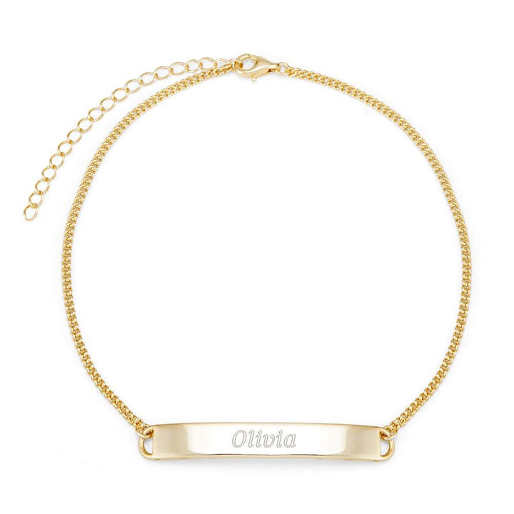 Engravable Name Bar Gold Anklet