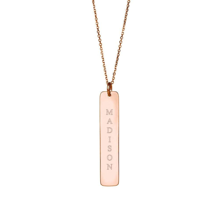 Vertical Name Bar Pendant in Rose Gold