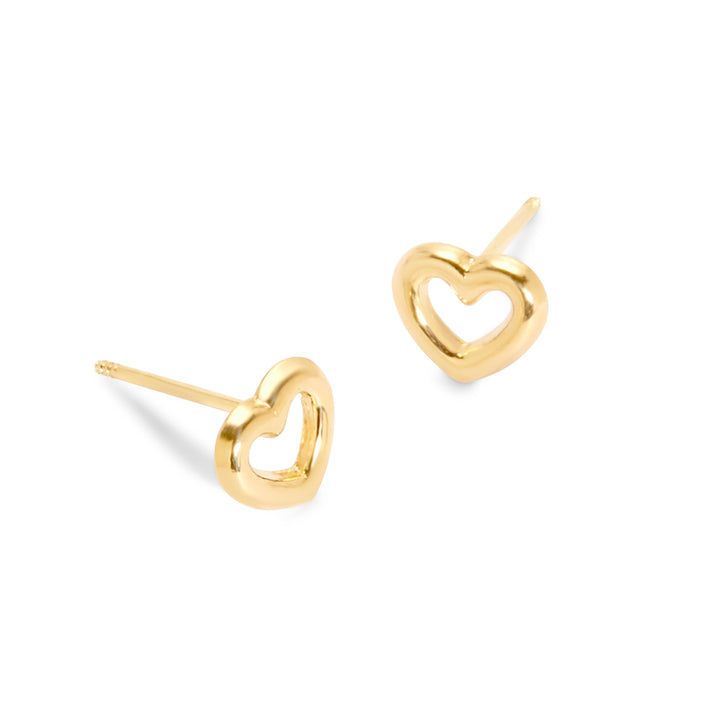 14K Gold Heart Stud Earrings