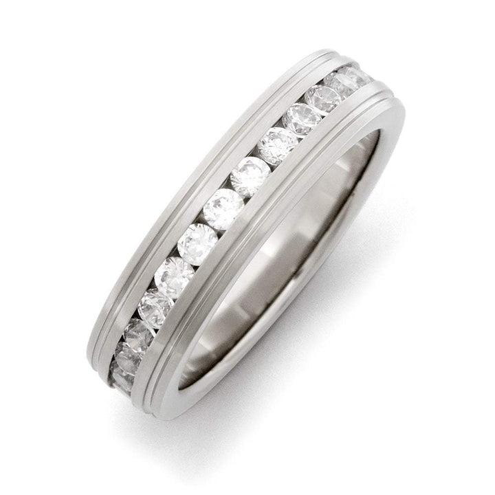 Mens & Womens Stainless Steel CZ Eternity Band