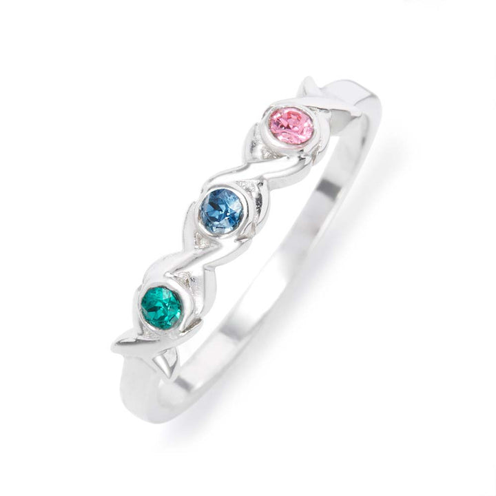 3 Stone Hugs and Kisses Custom Birthstone Ring