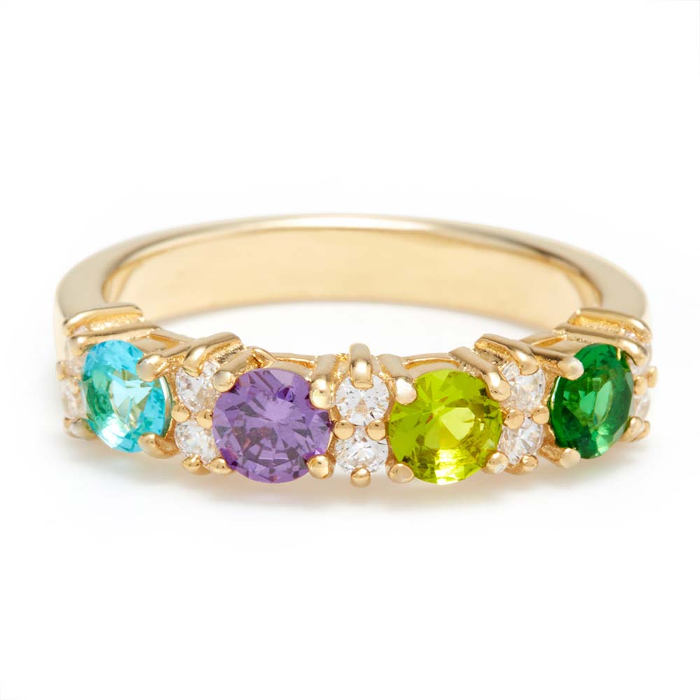 4 Stone Birthstone Gold Eternity Band