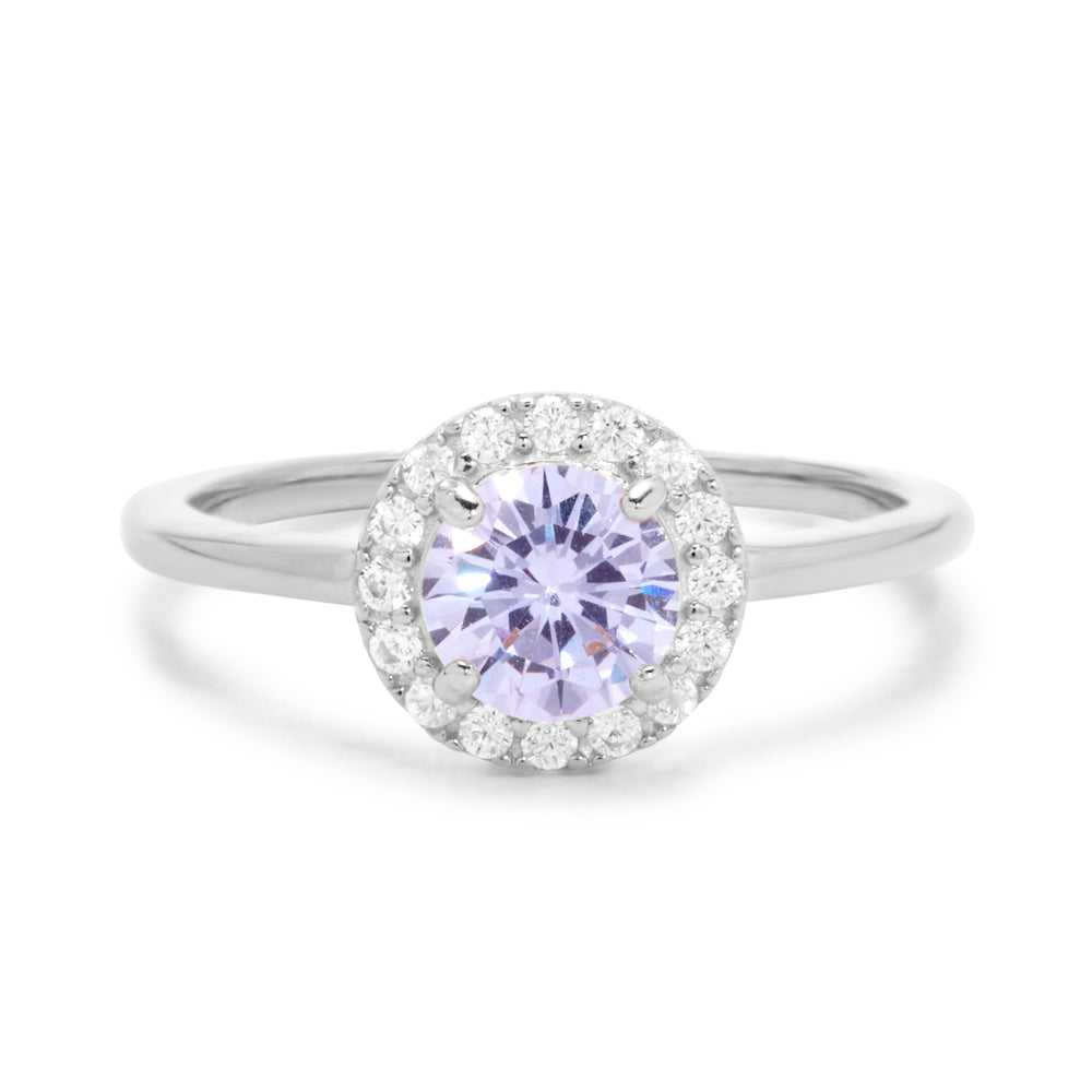 Custom Birthstone CZ Halo Ring