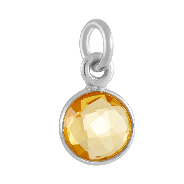 November CZ Bezel Drop Sterling Silver Charm