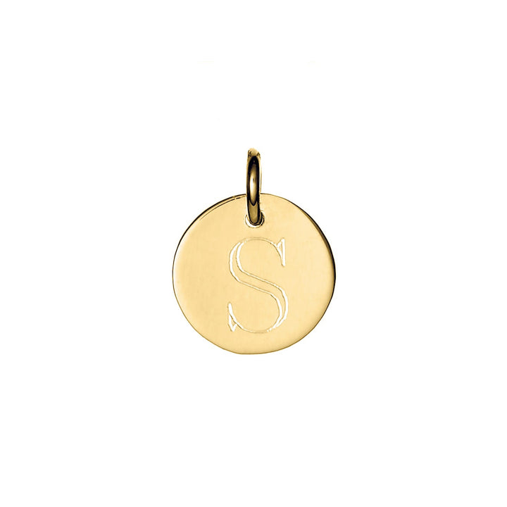 Petite Round Tag Initial Gold Charm