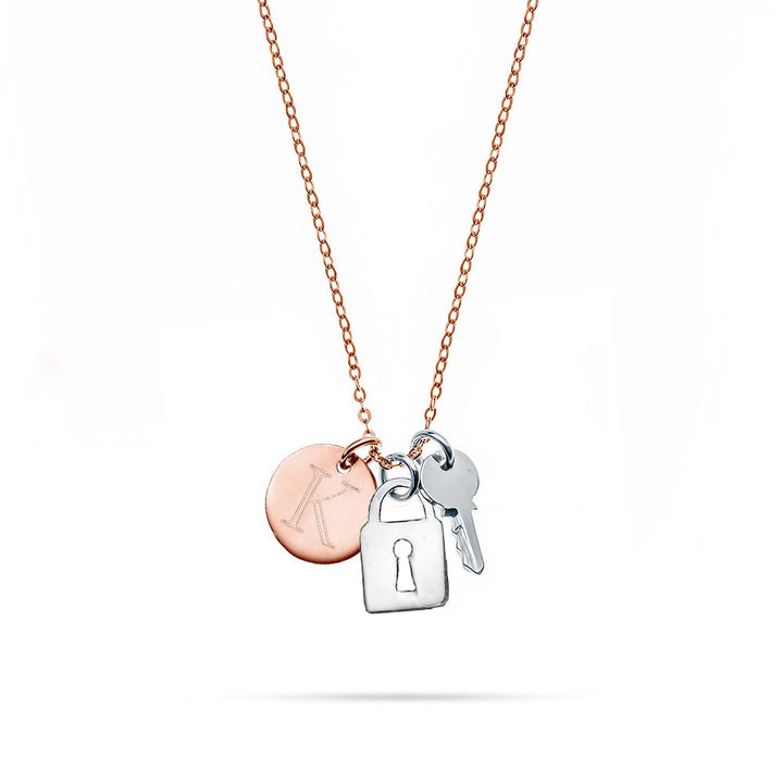 Petite Round Tag Initial Rose Gold Charm