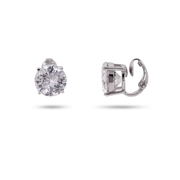 Stunning 5 Carat CZ Sterling Silver Clip-On Earrings