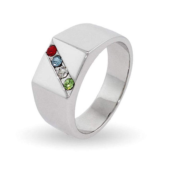 4 Stone Men's Custom Family Birthstone Austrian Crystal Ring