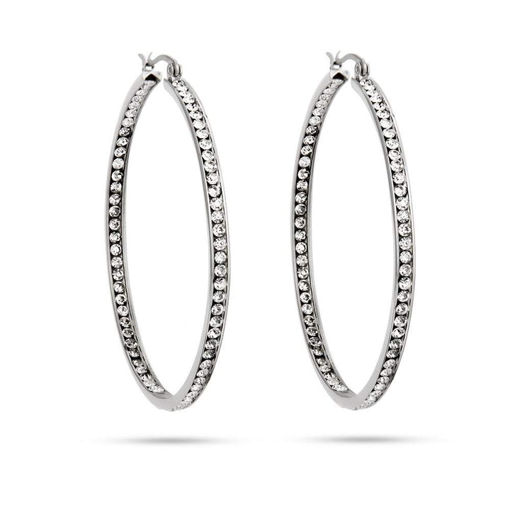 2" Inside Out CZ Hoop Earrings