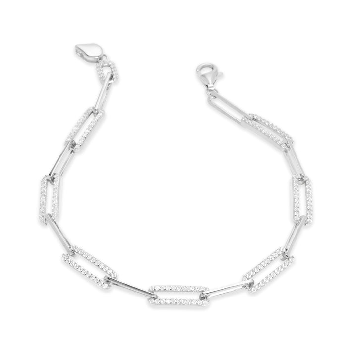 Sterling Silver CZ Paperclip Chain Bracelet