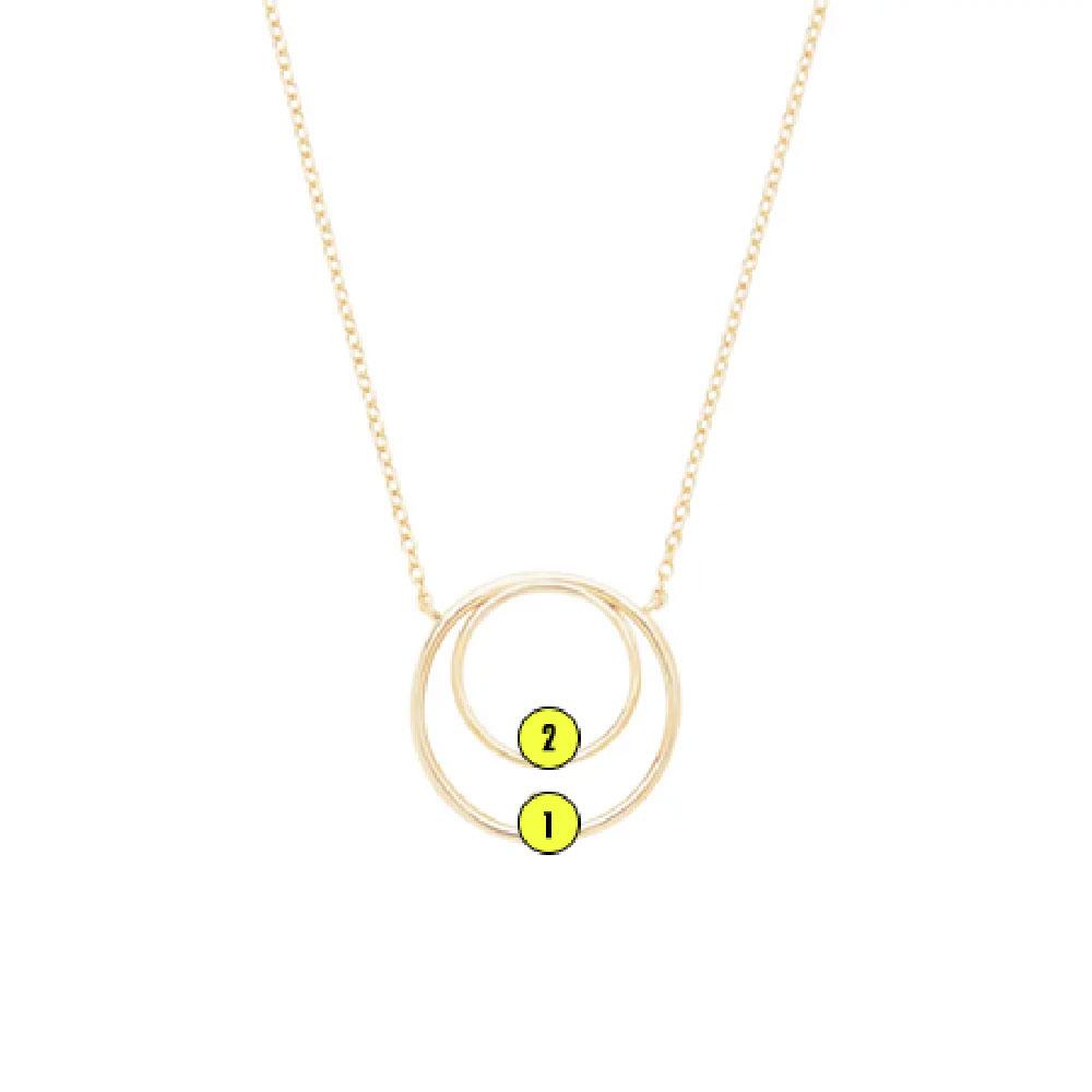 Mother and Child Two Birthstone Gold Circle Necklace