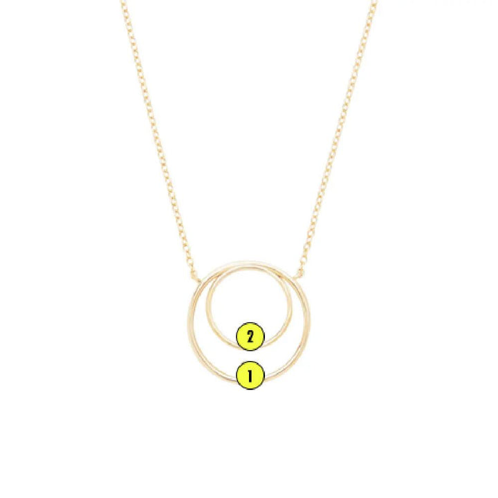 Mother and Child Two Birthstone Gold Circle Necklace