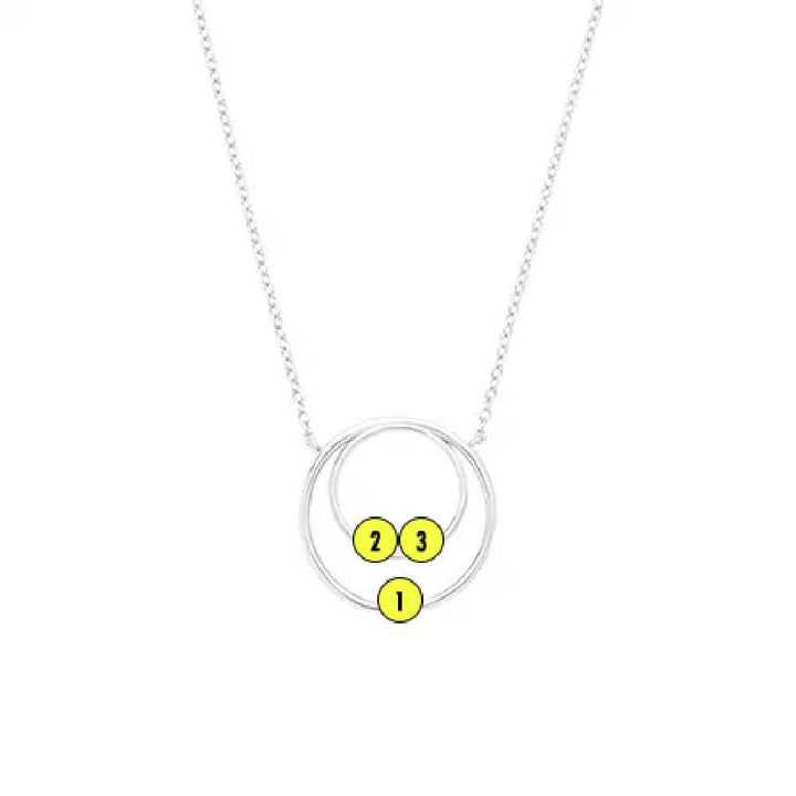 Mother and Child Three Birthstone Silver Circle Necklace