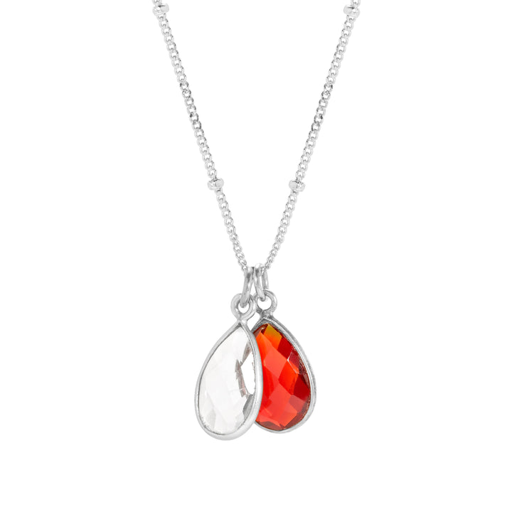 Sterling Silver Two Stone Custom Teardrop Gemstone Pendant