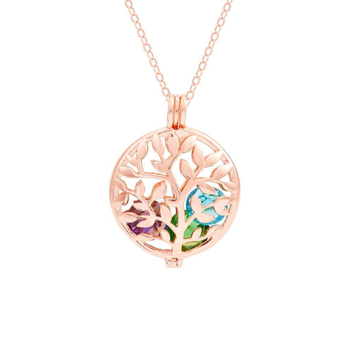 Family Tree Rose Gold 4mm Round Birthstone Locket