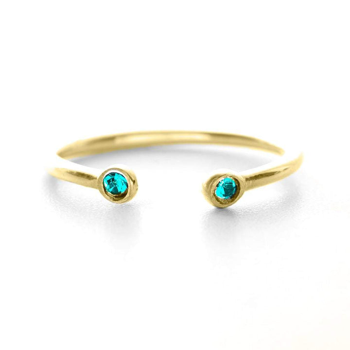 Custom 2 Stone Birthstone Petite Gold Cuff Ring