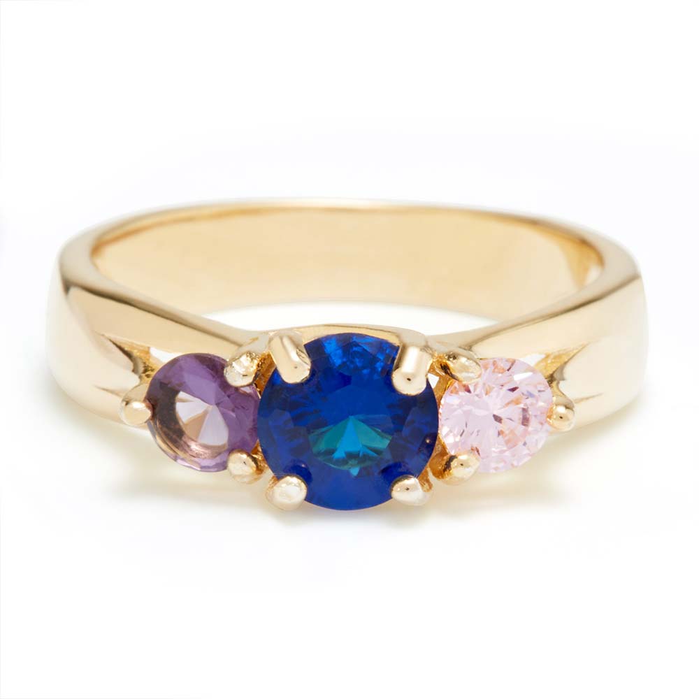 3 Stone Gold Custom Birthstone Ring