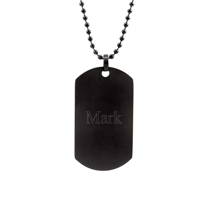 Matte Black Large Stainless Steel Dog Tag