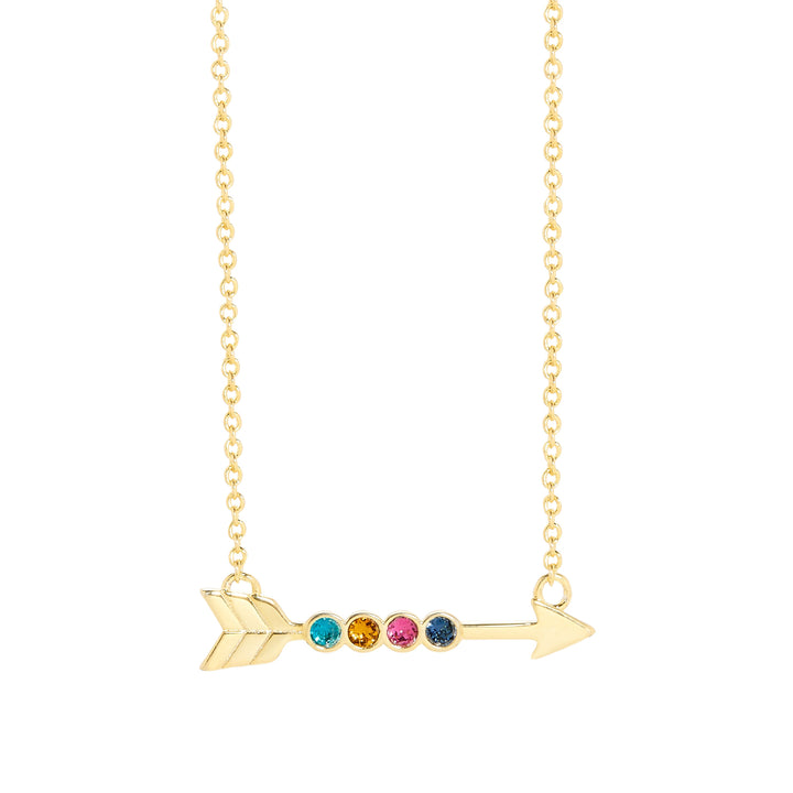 Custom Gold Four Birthstone Arrow Necklace