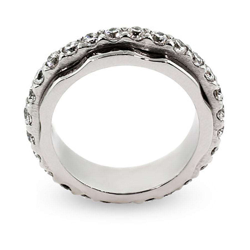 Sterling Silver Spinner Ring with CZ Band