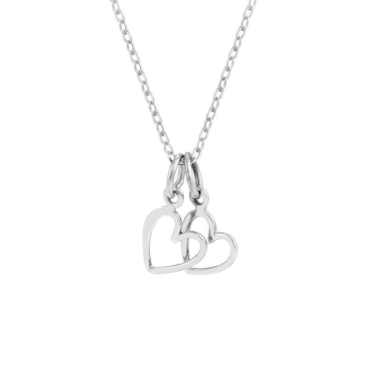 Petite Two Open Hearts Silver Necklace