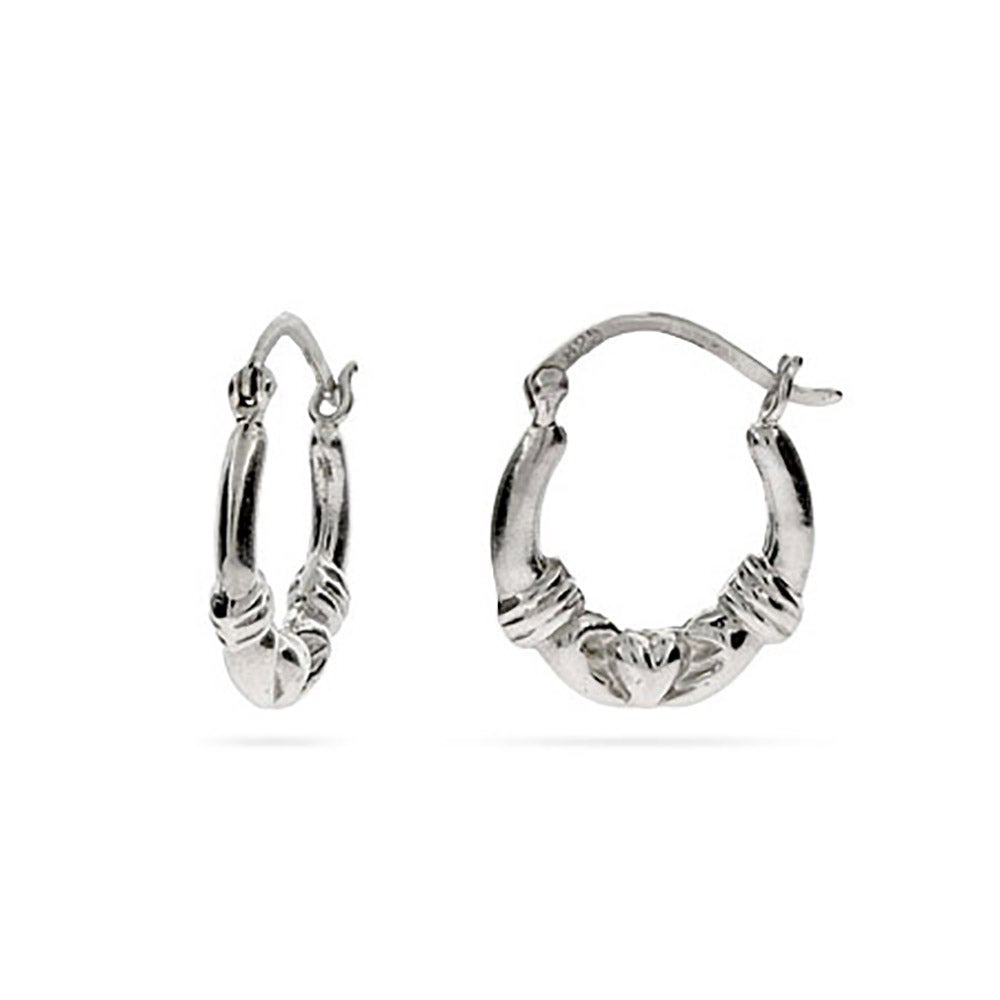 Sterling Silver Claddagh Hoop Earrings