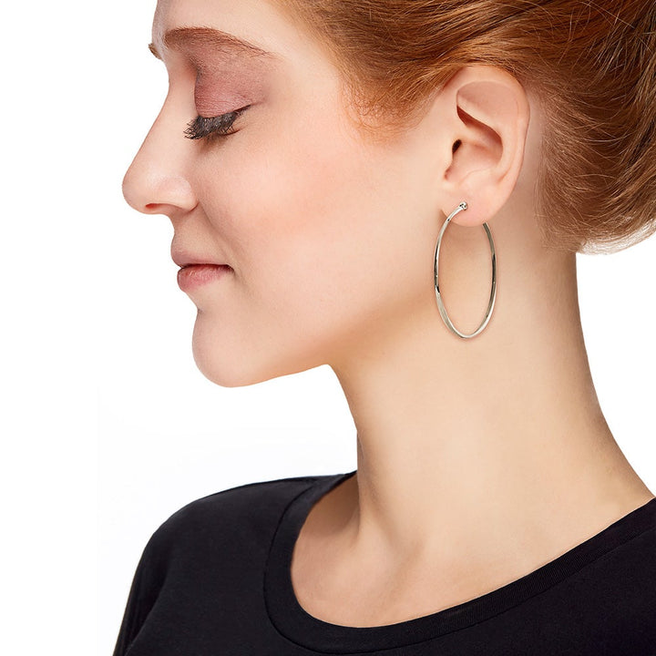 Stainless Steel 2" Tube Style Hoop Earrings