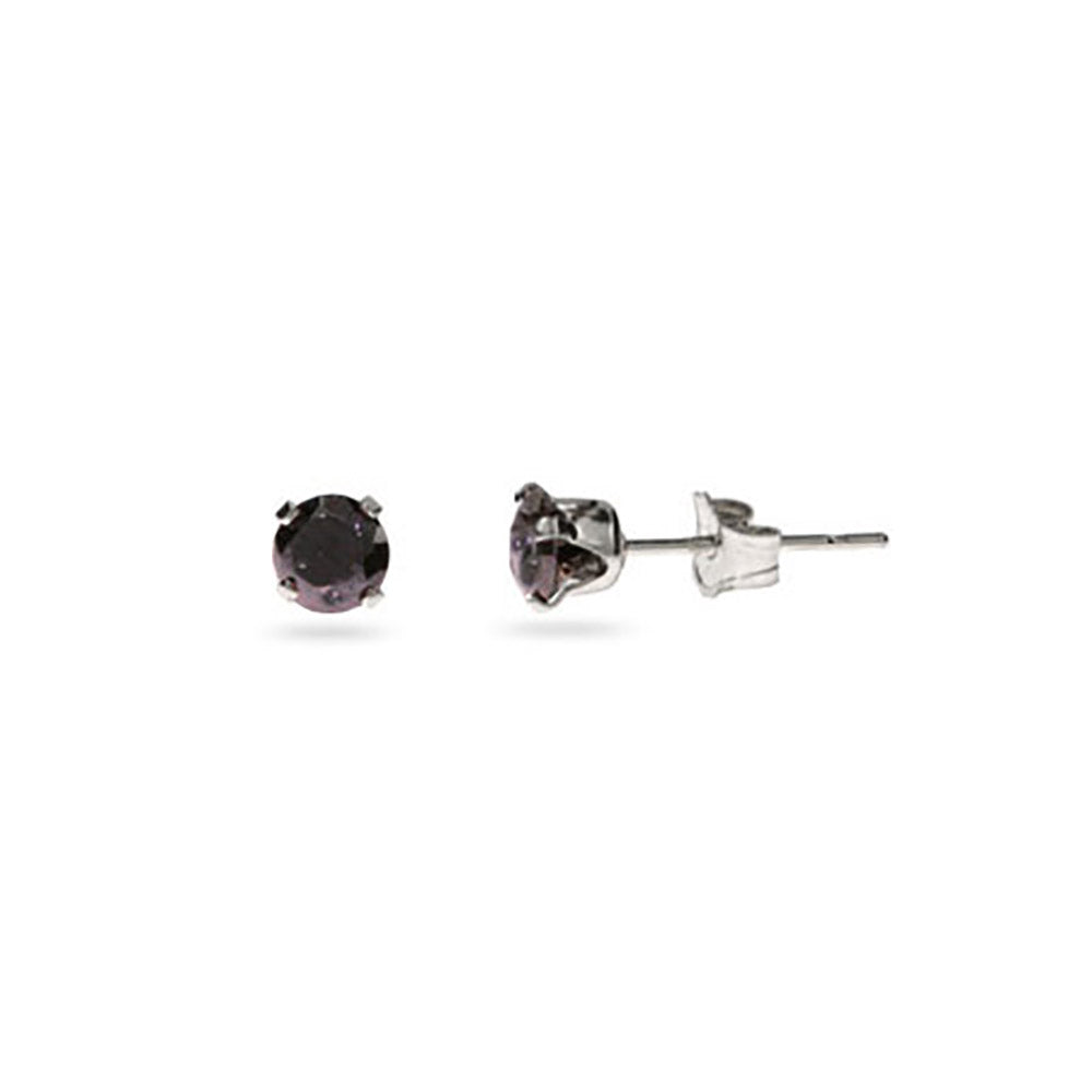 Sterling Silver 4 mm Black Cubic Zirconia Stud Earrings