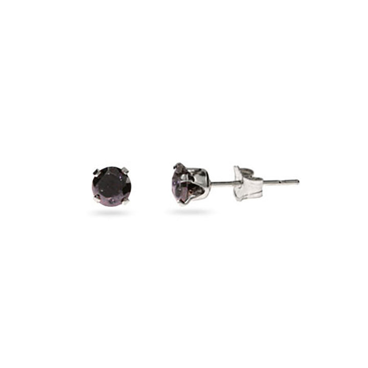 Sterling Silver 4 mm Black Cubic Zirconia Stud Earrings