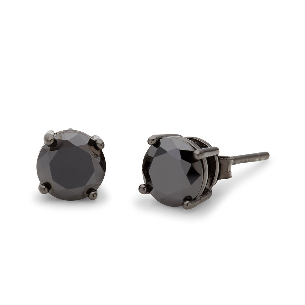 Men's 6mm Round Black CZ Stud Earrings