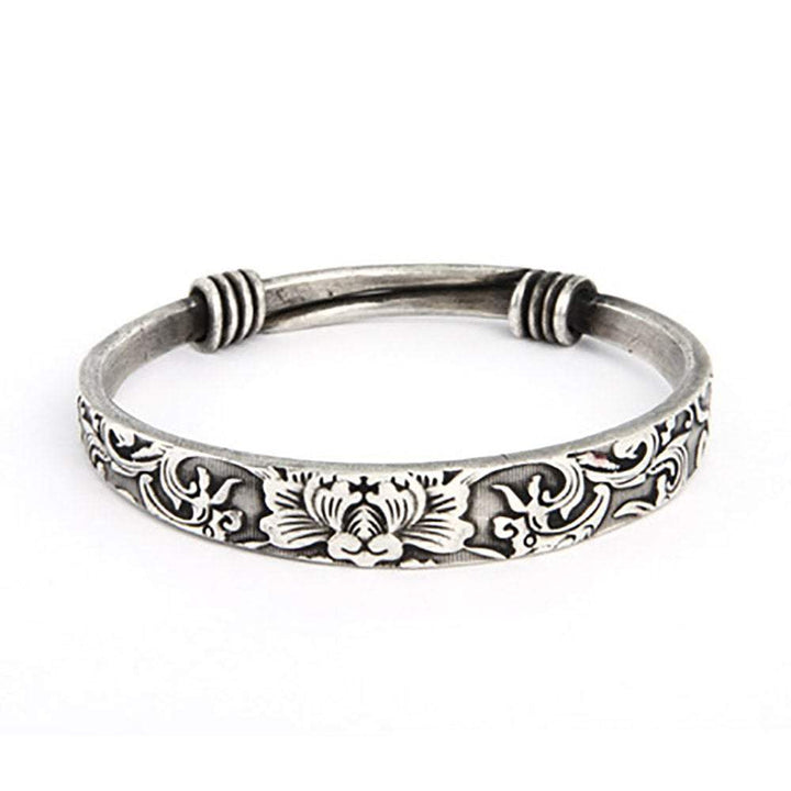 Swirling Lotus Bali Bangle Bracelet