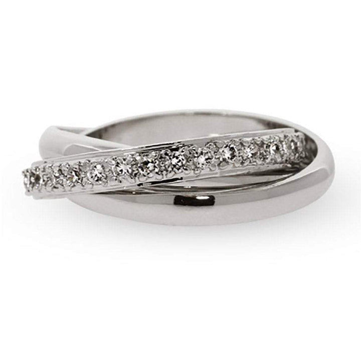 Sterling Silver Russian Wedding Ring with CZ Band