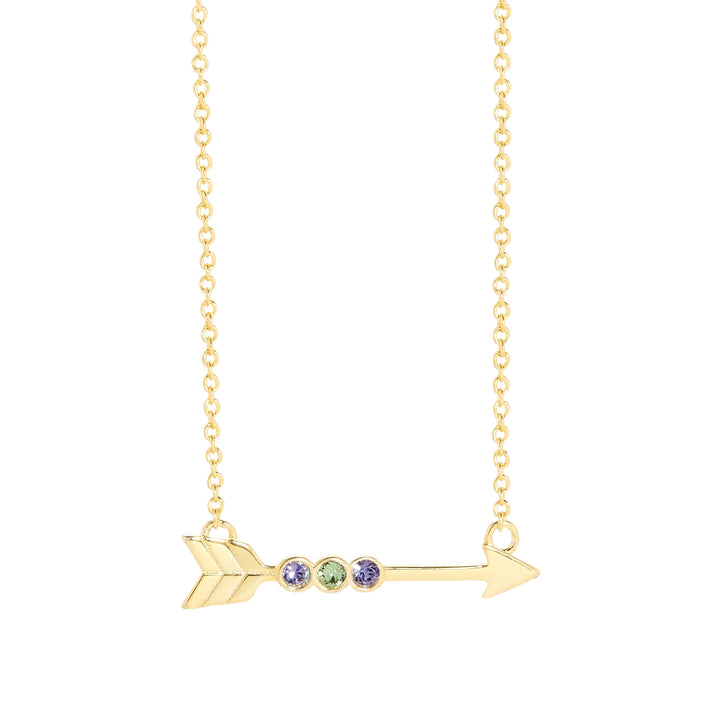 Custom Gold Three Birthstone Arrow Necklace