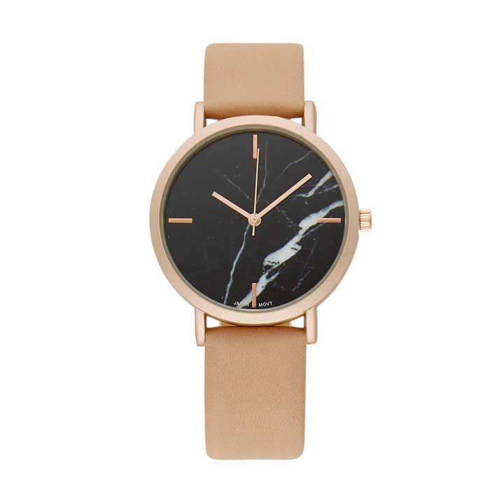 Black Marble Face Rose Gold and Nude Watch