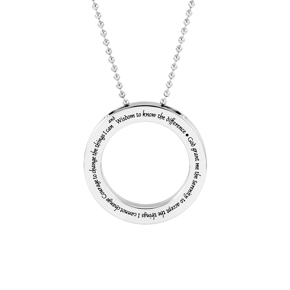 Serenity Prayer Stainless Steel Disc Pendant