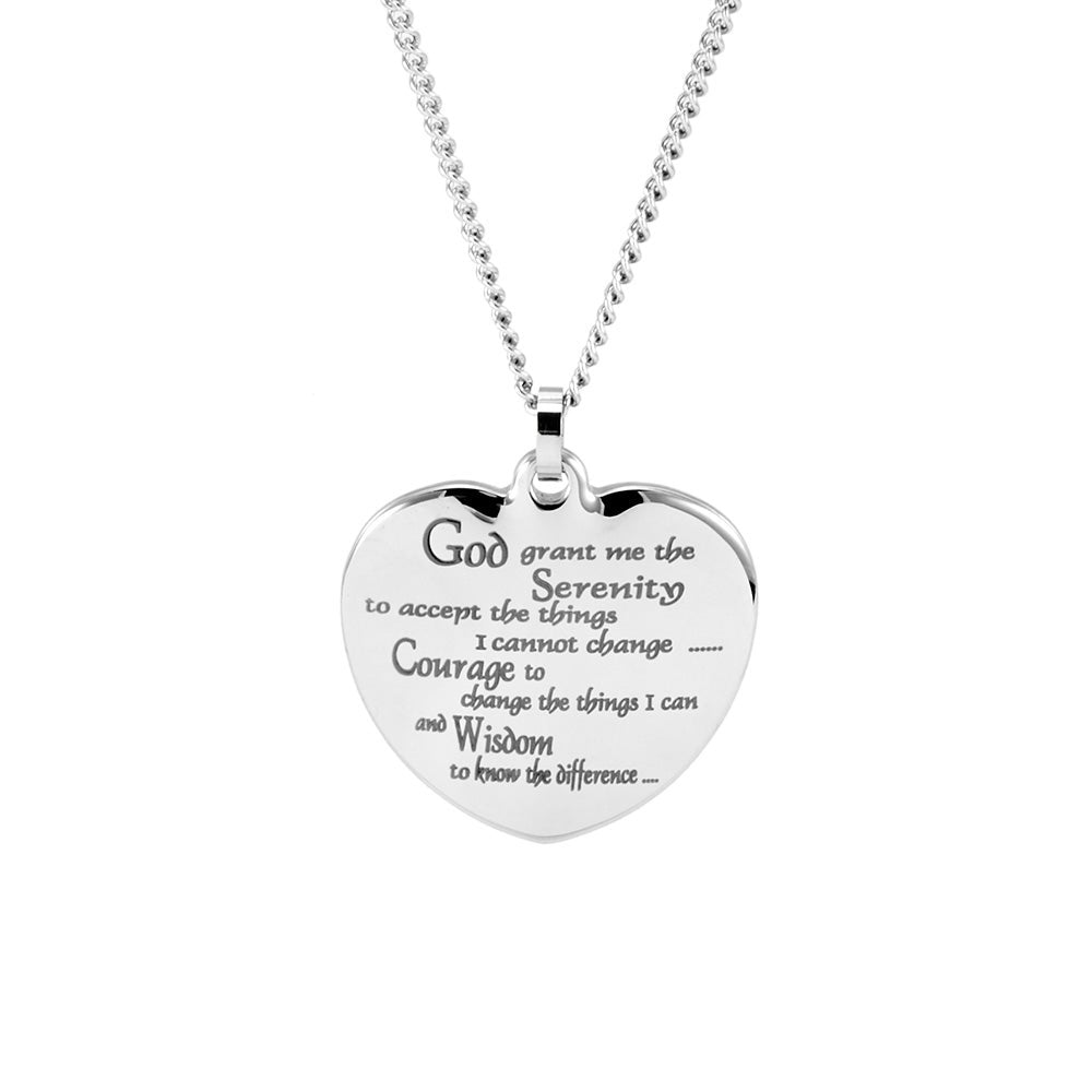 Stainless Steel Serenity Prayer Heart Pendant