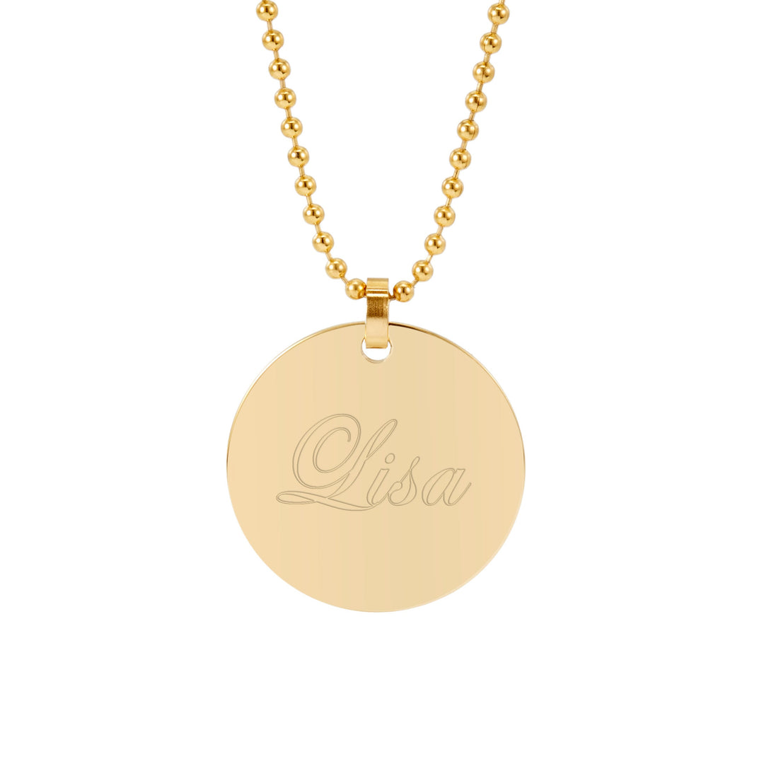 Gold Plated Large Round Tag Stainless Steel Pendant