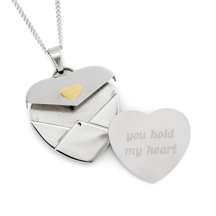 Gold Heart Secret Message Envelope Locket