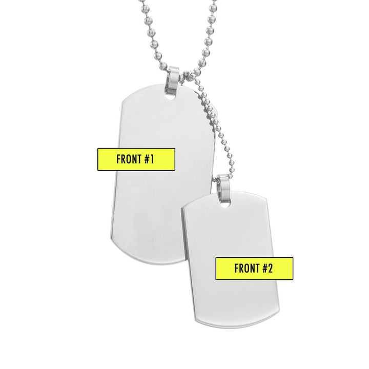 Large and Medium Stainless Steel Double Dog Tag Necklace