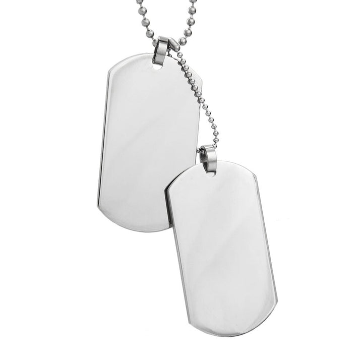 Large Stainless Steel Double Dog Tag Necklace