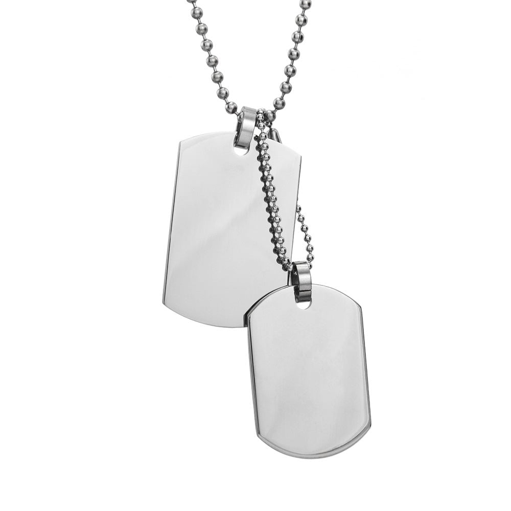 Medium and Small Stainless Steel Double Dog Tag Necklace