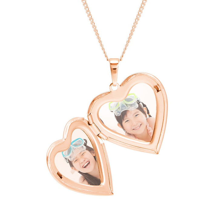 Rose Gold Polished Heart Photo Locket